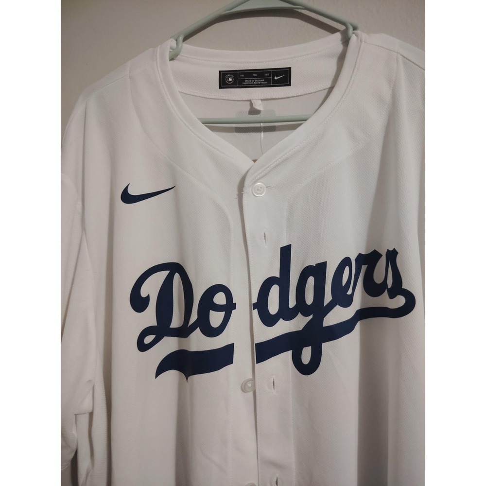 Nike Los Angeles Men's Dodgers MLB Baseball Jersey White Replica Button Size XXL